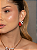 Conjunto Luxo de brinco e colar em zircônia cristal com pedra Fusion Coral Banho em Ouro 18K - Imagem 3