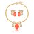 Conjunto Luxo de brinco e colar em zircônia cristal com pedra Fusion Coral Banho em Ouro 18K - Imagem 2