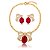 Conjunto Luxo de brinco e colar em zircônia cristal com pedra Fusion Rubi Banho em Ouro 18K - Imagem 2