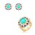 Conjunto de Brinco e Anel de zircônia com Pedra Fusion Turmalina Banho em Ouro 18K - Imagem 2