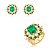 Conjunto de Brinco e Anel de zircônia com Pedra Fusion Esmeralda Banho em Ouro 18K - Imagem 2