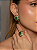 Conjunto de Brinco e Anel de zircônia com Pedra Fusion Esmeralda Banho em Ouro 18K - Imagem 3