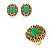 Conjunto de Brinco e Anel em zircônia ônix com Pedra Fusion Esmeralda Banho em Ouro 18K - Imagem 2