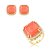 Conjunto de Brinco e Anel com Pedra Fusion Coral e Pérolas Shell Banho em Ouro 18K - Imagem 1
