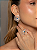 Conjunto de Brinco e Anel Flor esmaltado com Pedra fusion Safira Banho em Ouro 18K - Imagem 3