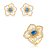 Conjunto de Brinco e Anel Flor esmaltado com Pedra fusion Safira Banho em Ouro 18K - Imagem 2