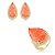 Conjunto de brinco e anel com pedra fusion coral e cravejado de zircônia banho em ouro 18k - Imagem 1