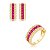 Conjunto de Brinco e Anel cravejado com zircônia Pink Banho em Ouro 18K - Imagem 1