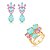 Conjunto luxo de brinco e anel cravejado de zircônia com pedra fusion Aqua banho em ouro 18k - Imagem 2