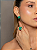 Conjunto de brinco e anel cravejado de zircônia cristal e pedra fusion esmeralda banho em ouro 18k - Imagem 1