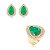 Conjunto de brinco e anel com zircônia cristal e pedra fusion esmeralda banho em ouro 18k - Imagem 1