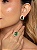 Conjunto de brinco e anel com zircônia cristal e pedra fusion esmeralda banho em ouro 18k - Imagem 2