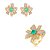 Conjunto de Brinco e Anel Flor com Pedra Fusion Turmalina e Zircônia cristal Banho em Ouro 18K - Imagem 1
