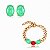 Conjunto de Brinco e Pulseira corrente com Pedra Fusion turmalina e Rubi Banho em Ouro 18K - Imagem 1