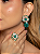 Conjunto Luxo de Brinco e Anel Flor com Pedra Fusion Turmalina Banho em Ouro 18K - Imagem 3