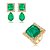 Conjunto de Brinco e Anel com Pedra Fusion Esmeralda e zircônia cristal Banho em Ouro 18K - Imagem 1