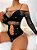 Bodysuit de strass rebite check rede arrastão - Imagem 3