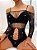 Bodysuit de strass rebite check rede arrastão - Imagem 5
