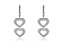 Brinco Argolinha Com Dois Corações Vazados Folheado Em Ródio Branco - Imagem 1