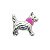 Charm - Cão Prata Coleira Rosa - Imagem 1
