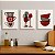 Kit 3 Placas MDF Cozinha Taças Xícaras Vermelho A4 Decor - Imagem 3