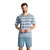 Pijama masculino blusa listrada e shorts liso 12270010 - Imagem 1