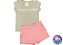 Conjunto: Blusa mescla + short saia rosa com bolso - Imagem 1