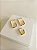 Mix com argola e piercing com design retangular abaulado (semijoia banhada a ouro 18k) - Imagem 1