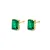 Brinco Ponto de Luz Retangular Verde G Banho de Ouro 18K - Imagem 2