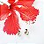 Brinco Flor de Hibisco com pedra granada - Imagem 3