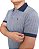 Polo piquet viscose poliéster cor azul acinzentado detalhes em listas coleção elegance arara - Imagem 2