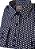 Camisa social feminina manga longa slim azul marinho e branco Coleção Prime Flor - Imagem 3