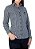 Camisa social feminina manga longa slim azul marinho e branco Coleção Prime Flor - Imagem 2