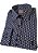 Camisa social feminina manga longa slim azul marinho e branco Coleção Prime Flor - Imagem 1