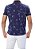 Polo piquet viscose poliéster cor azul marinho detalhes florais coleção elegance arara - Imagem 2