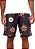 Bermuda masculina moletom estampada floral marrom - Imagem 4