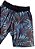 Bermuda masculina moletom estampada floral cores preto verde e azul - Imagem 1