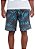 Bermuda masculina moletom estampada floral cores preto verde e azul - Imagem 4