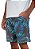 Bermuda masculina moletom estampada floral cores preto verde e azul - Imagem 2