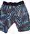 Bermuda masculina moletom estampada floral cores preto verde e azul - Imagem 3