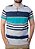Polo algodão com elastano listrada verde cinza e azul coleção elegance arara - Imagem 2
