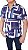 Camisa social manga curta viscose branca/azul formas coleção Elegance Arara - Imagem 1
