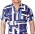 Camisa social manga curta viscose branca/azul formas coleção Elegance Arara - Imagem 3