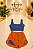 CONJUNTO DE TOP AZUL E SHORT DUPLO laranja com azul - TAMANHO; M- - Imagem 1