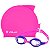 Kit de Nataçao Infantil Óculos Giant Dolphin e Touca de Silicone VN200-3 Rosa Vollo - Imagem 2