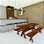 Conjunto Mesa e Bancos de Madeira Maciça-2,50x0,90m TABACO - Imagem 4