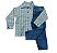 Conjunto infantil com calça jeans e camisa xadrez SK - Imagem 1