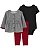 Conjunto Carter's 3 Peças Xadrez Cinza Fleece - Imagem 1