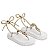 Sandália papete feminina flatform branca/offwhite com fios cor de ouro de amarrar com detalhes em metal - Imagem 3