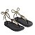 Sandália papete feminina flatform preta com fios de cor ouro de amarrar com detalhes em metal - Imagem 5